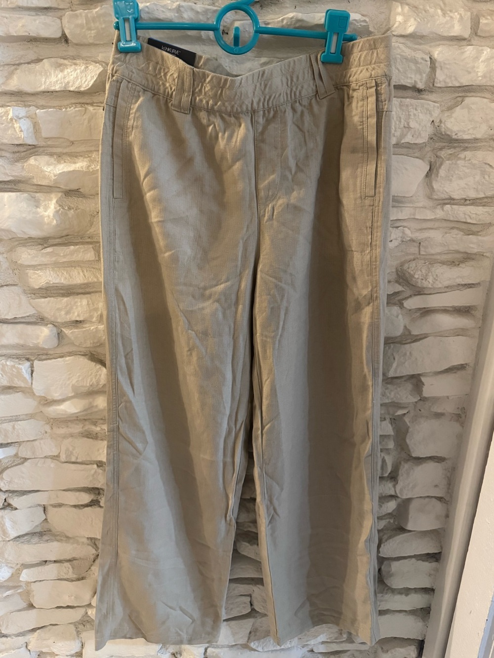 NWT KÜHL Fresco Linen Pull-On Wide Leg Pants Driftwood Small Regular Inseam